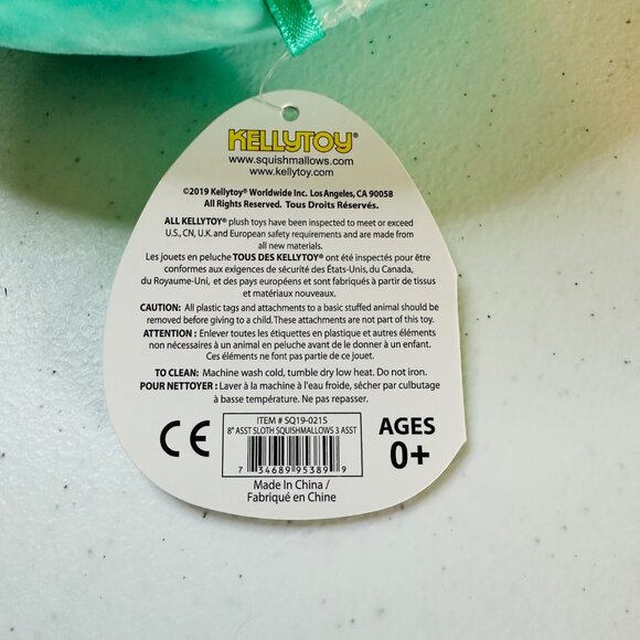 Squishmallows Aqua The Sloth Plush Toy Kellytoy 2019 stuffed animal 8 inch - Picture 3 of 12